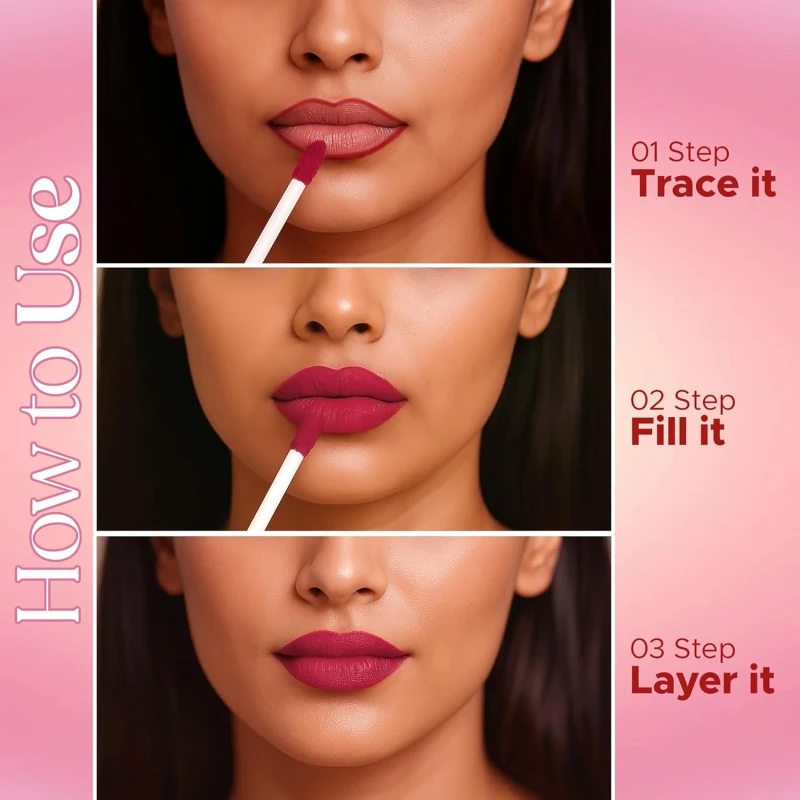 Hilary Rhoda Matte Love Non Transfer Liquid Lipstick | Lightweight & Matte Finish | Waterproof Lipstick for Women | Long Lasting & Non-Drying Lipstick | 5ml (Ruby Kiss - Shade 05) thumbnail 6